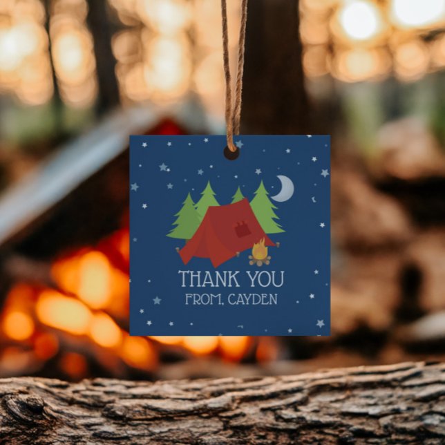 Camping Födelsedagsfest Gåvor Etiketter (Skapare uppladdad)