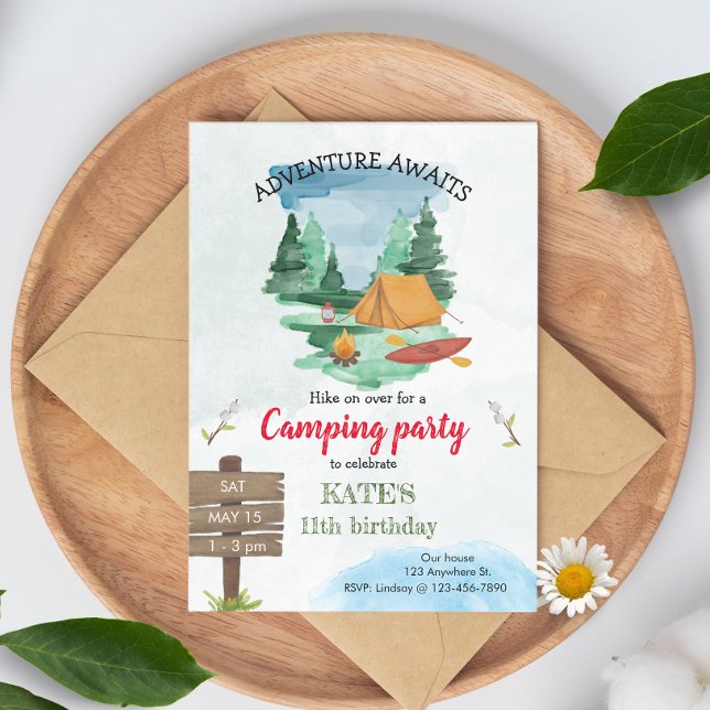 Camping Födelsedagsfest inbjudan (Skapare uppladdad)