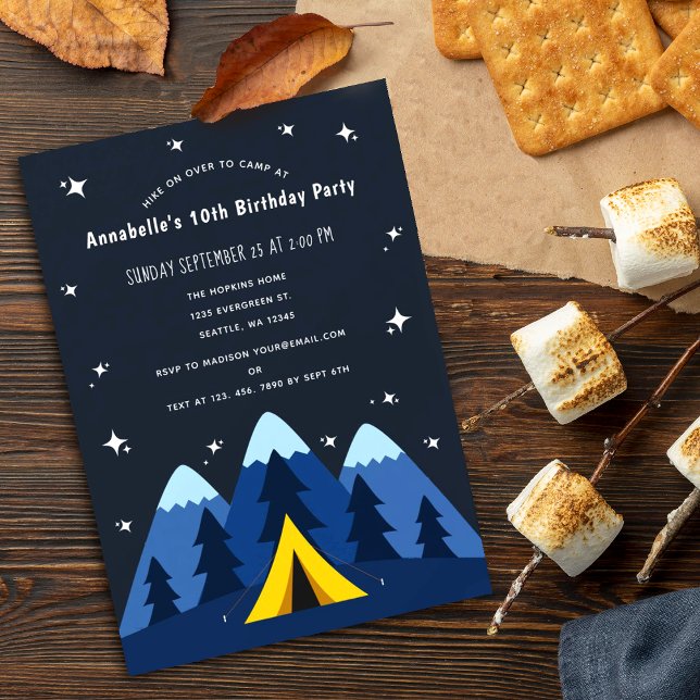 Camping Födelsedagsfest inbjudan (Skapare uppladdad)