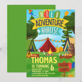 Camping Födelsedagsfest modern Children-inbjudan Inbjudningar