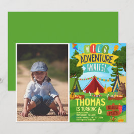 Camping Födelsedagsfest modern Children-inbjudan Inbjudningar