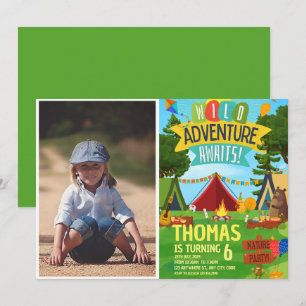 Camping Födelsedagsfest modern Children-inbjudan Inbjudningar