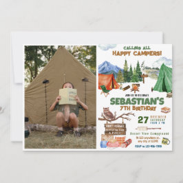 Camping Födelsedagsfest modern children Inbjudningar