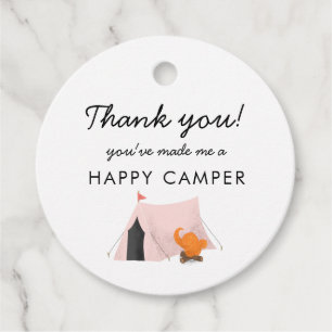 Camping Födelsedagsfest Rosa Tält Lycklig Camper Gåvor Etiketter