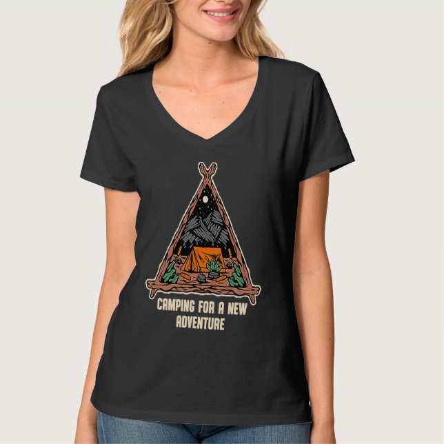 Camping for a New Adventure Camper Vacation Camp T T Shirt (Framsida)
