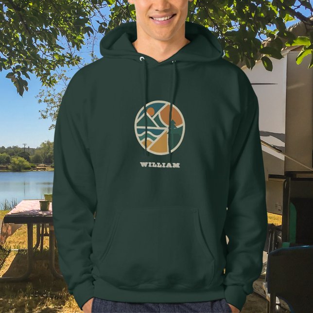 Camping för Äventyr i Retro grönt Mountain Hoodie (Skapare uppladdad)