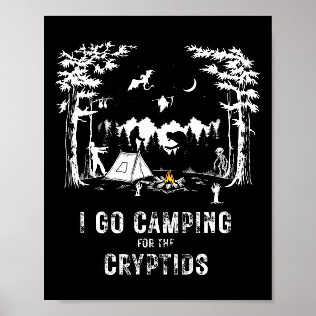 Camping för kryptider Bigfoot Mothman Alien Sas Poster (Framsidan)