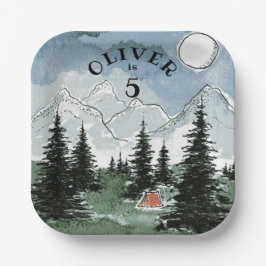 Camping för personlig Födelsedagsfest Tallrikar