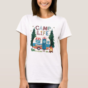 Camping för vattenfärgsfärger i Camp Life T Shirt