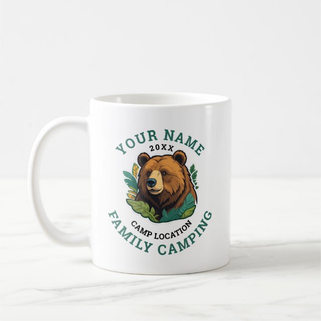 Camping för vintage Rustic Bear Family Kaffemugg (Vänster)