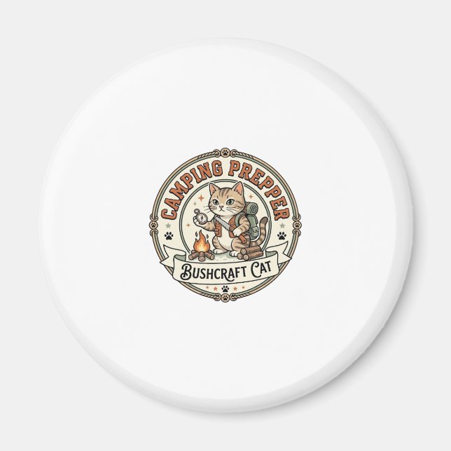 Camping Förbereddare Bushcraft Katt Camping Förber Magnet (Framsidan)