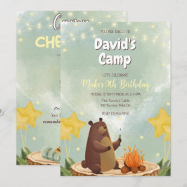 Camping Forest Bear Boy Birthday-inbjudan Inbjudningar