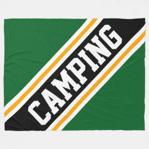 CAMPING Forest Grönt Gult Black Tävla Rand Fleecefilt