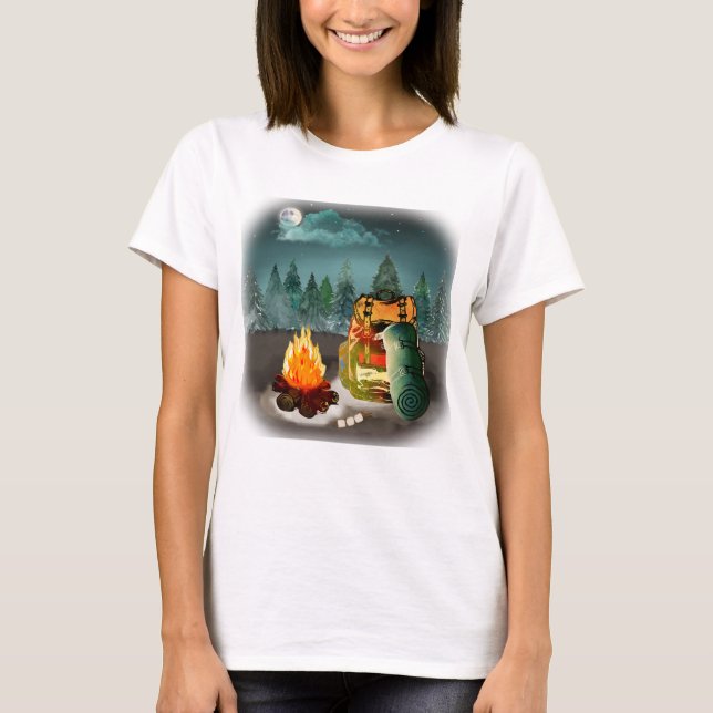 Camping Forest Night Äventyr T Shirt (Framsida)