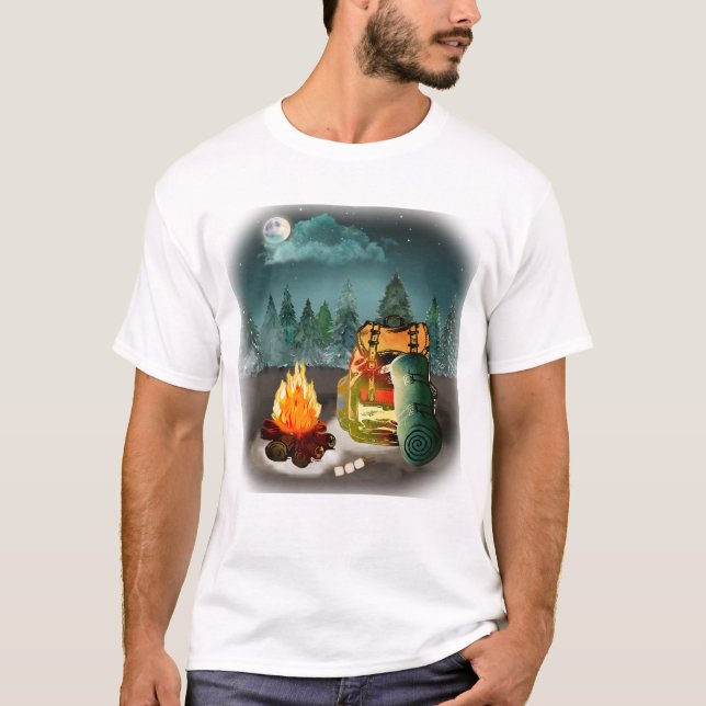 Camping Forest Night Äventyr T Shirt (Framsida)