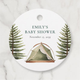 Camping Forest Watercolor Baby Shower Gåvor Etiketter