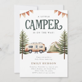 Camping Forest Watercolor Baby Shower Inbjudningar