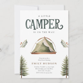 Camping Forest Watercolor Baby Shower Inbjudningar