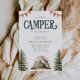 Camping Forest Watercolor Baby Shower Inbjudningar