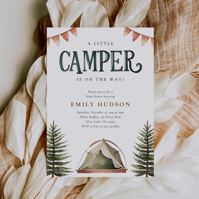Camping Forest Watercolor Baby Shower Inbjudningar (Skapare uppladdad)