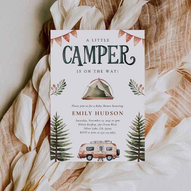 Camping Forest Watercolor Baby Shower Inbjudningar (Skapare uppladdad)