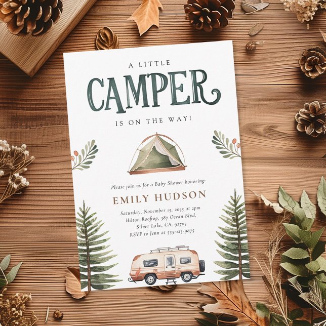 Camping Forest Watercolor Baby Shower Inbjudningar (Skapare uppladdad)
