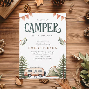 Camping Forest Watercolor Baby Shower Inbjudningar