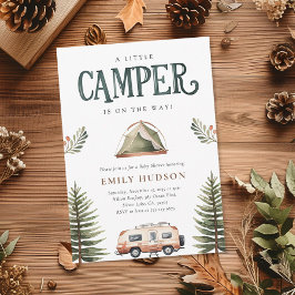 Camping Forest Watercolor Baby Shower Inbjudningar