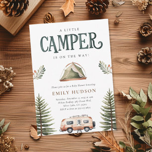Camping Forest Watercolor Baby Shower Inbjudningar