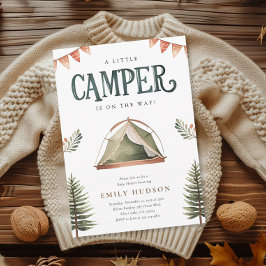 Camping Forest Watercolor Baby Shower Inbjudningar