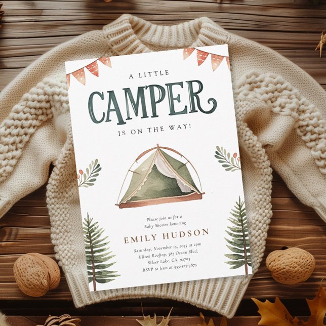 Camping Forest Watercolor Baby Shower Inbjudningar (Skapare uppladdad)