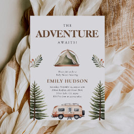 Camping Forest Watercolor Baby Shower Inbjudningar