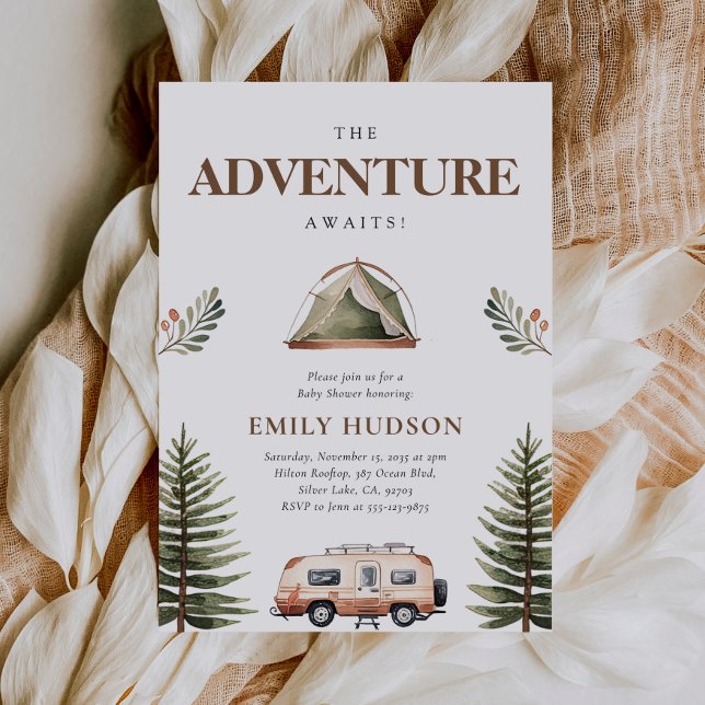Camping Forest Watercolor Baby Shower Inbjudningar (Skapare uppladdad)