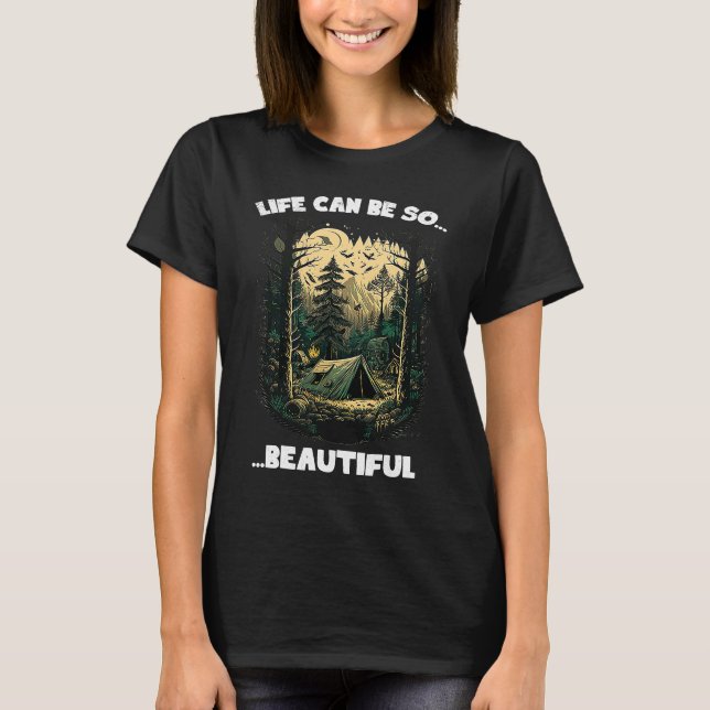 Camping Forest World Explore Backpacker Nature Ten T Shirt (Framsida)