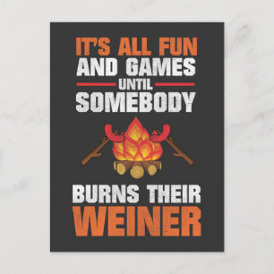 Camping Funny Family Campfire Weiner Vykort