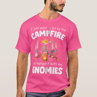 Camping Funny Gnome Hangout With My Gnomies Campfi T Shirt