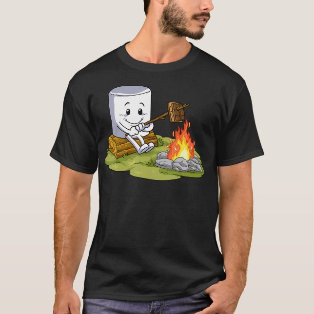 Camping Gift S'Mores Marshmallow Camp Fire T Shirt (Framsida)