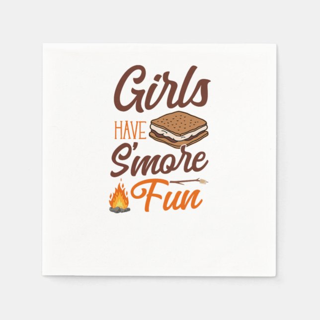 Camping Girls Have Smore Fun Campfire Marshmallow Pappersservett (Framsidan)