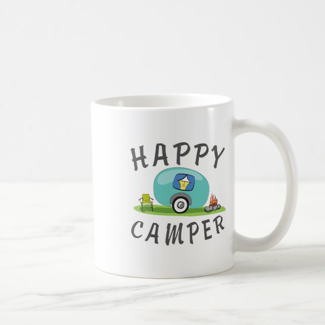 Camping - Glad Camping Trailer Camper T-shirt  Kaffemugg (Höger)
