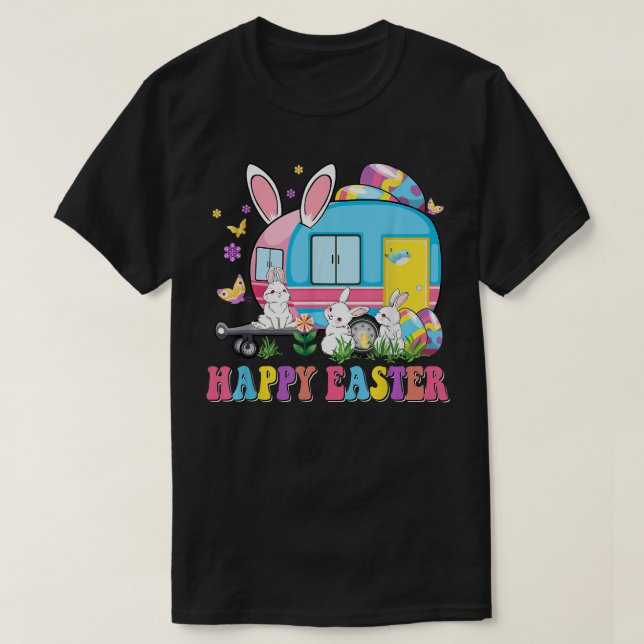 Camping Glad påsk School Buss Driver Camper Bunn T Shirt (Design framsida)