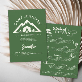 Camping Glamping Camp Grönt Bachelorette Party Inbjudningar