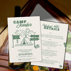 Camping Glamping Mountain Grönt Bachelorette Party Inbjudningar