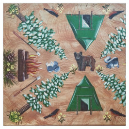 Camping Glamping & Smores Fabric Tyg