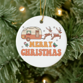 Camping God jul Reindeer Typography Julgransprydnad Keramik