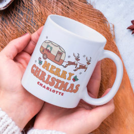 Camping God jul rener Personlig Namn Kaffemugg