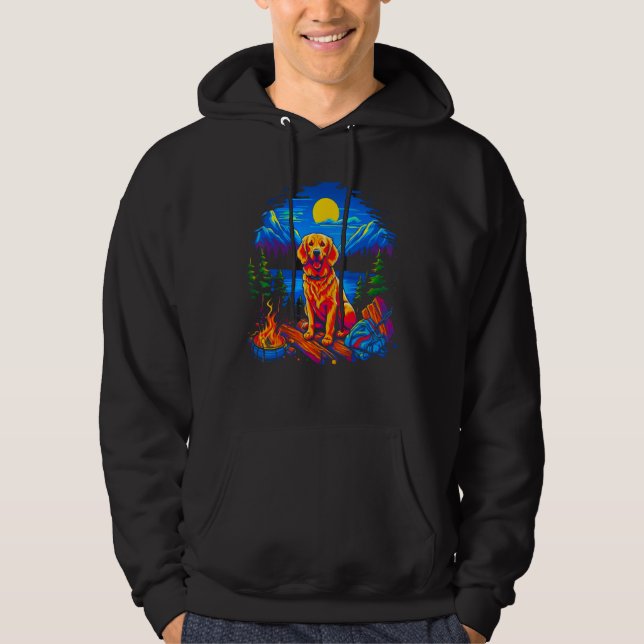 Camping Golden Retriever Dog Hoodie (Framsida)
