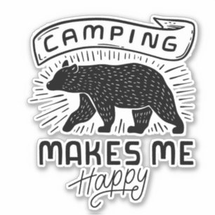 Camping gör mig Lycklig Bear Klistermärken