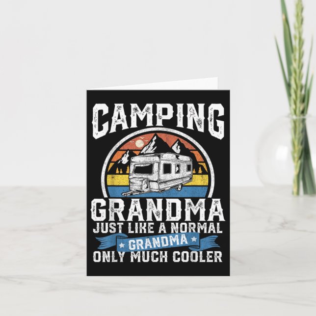 Camping Grandma Funny Camper Rv Retro Outdoor Wom Kort (Framsida)