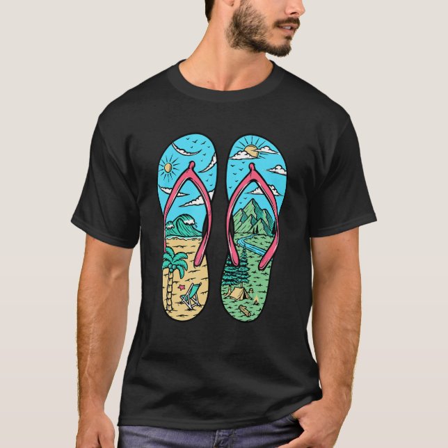 Camping Graphics Inside Sandals Campers T Shirt (Framsida)