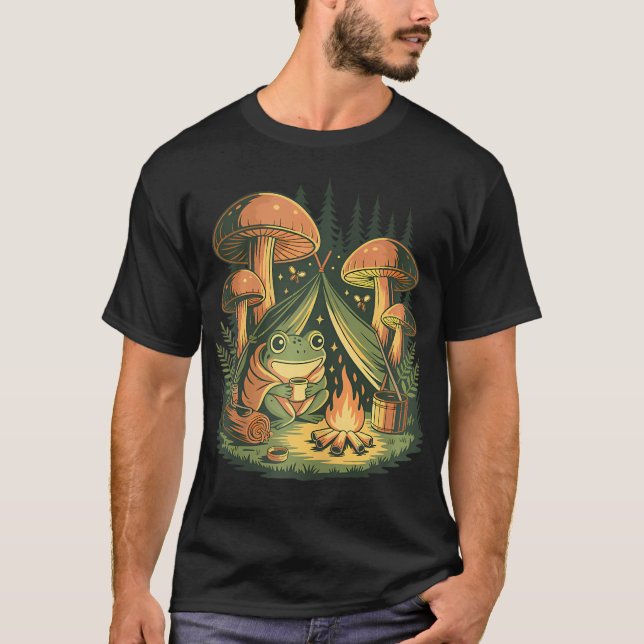 Camping Groda Campfire Wilderness Utomhus T Shirt (Framsida)